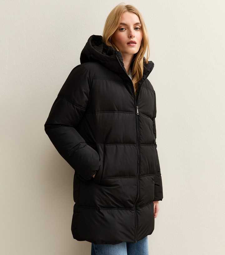 Black Midi Length Puffer Jacket