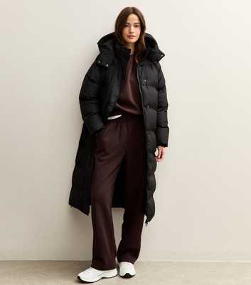 Black Longline Padded Puffer Coat