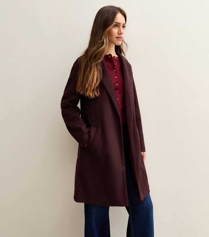 Petite Burgundy Unlined Tailored Coat