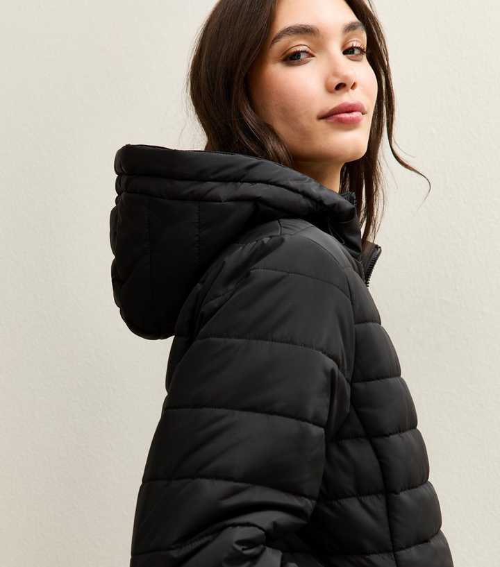 puffer jacket ladies jackets in new look Black Longline Hooded Puffer Jacket New Look