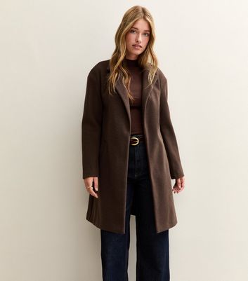 Dark Brown Unlined Tailored Coat New Look