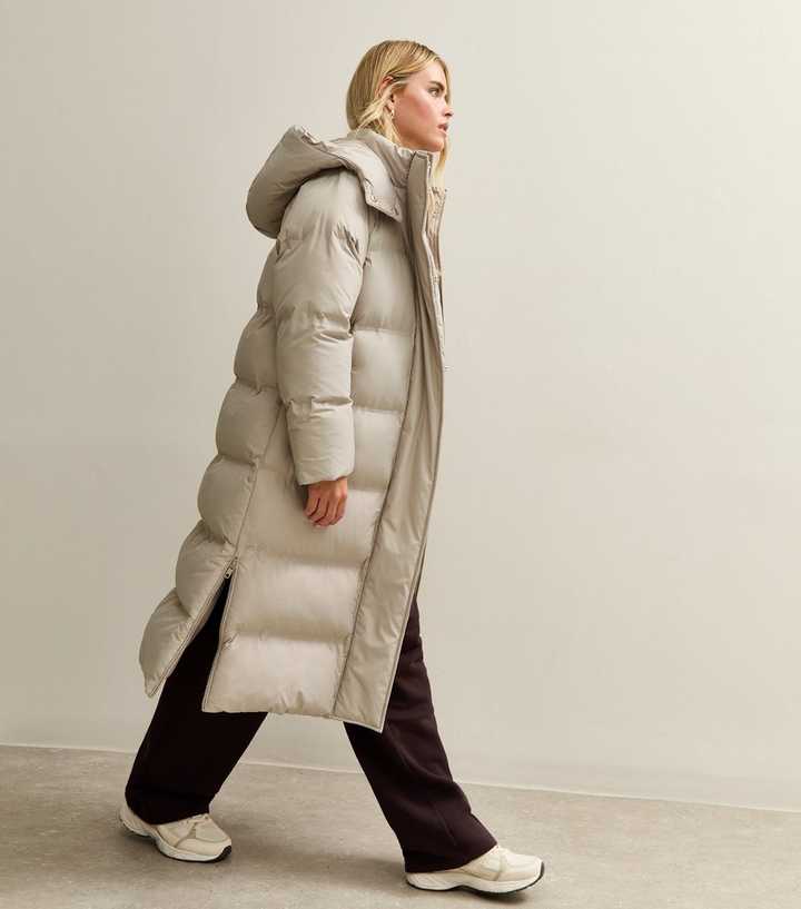Petite Mink Longline Hooded Puffer Coat New Look