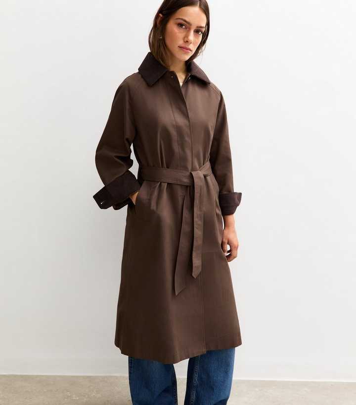Petite Dark Brown Trench Coat