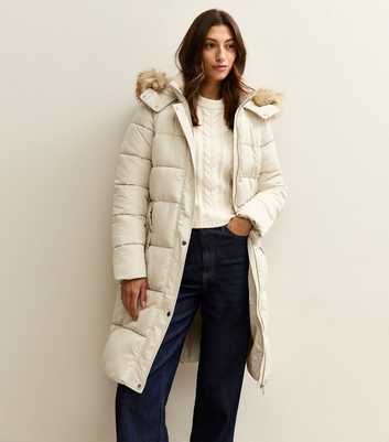 Tall Off White Hooded Puffer Jacket