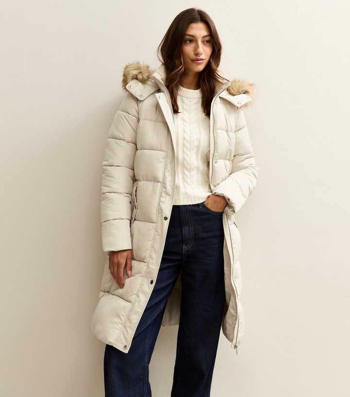 Tall Off White Hooded Puffer Jacket
