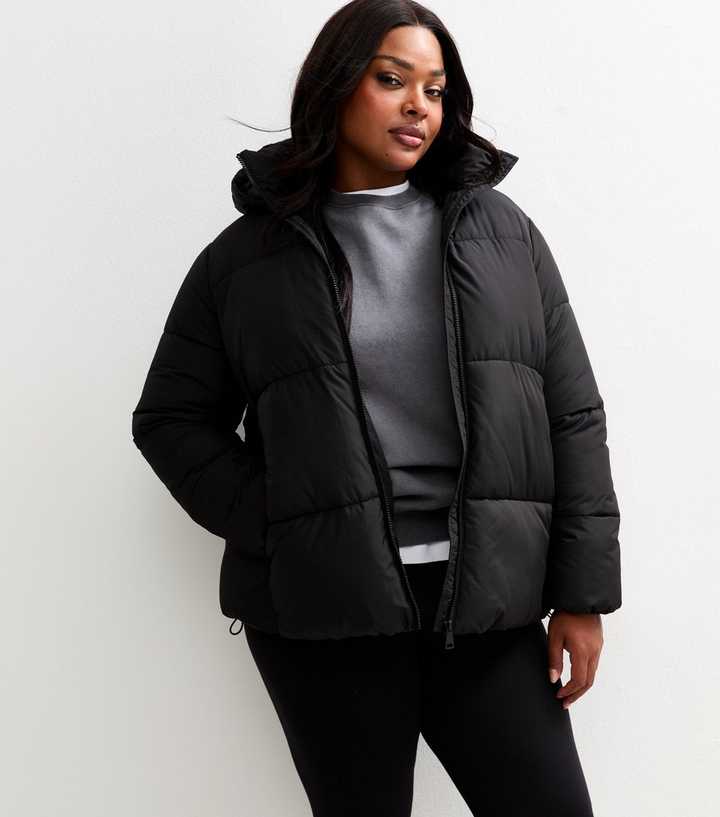 Curves Black Cropped Puffer Jacket