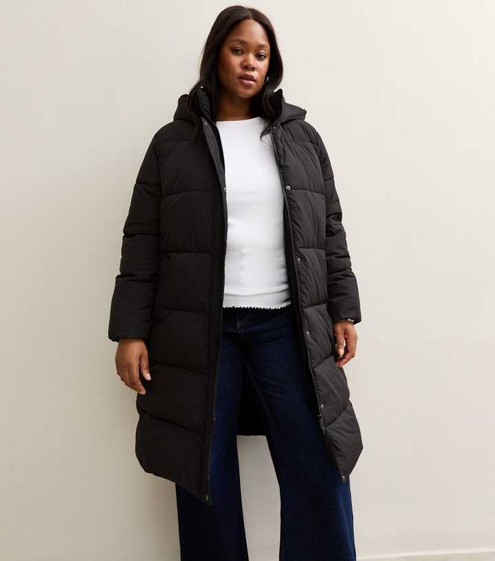 Curves Black Longline Tiered Puffer Jacket