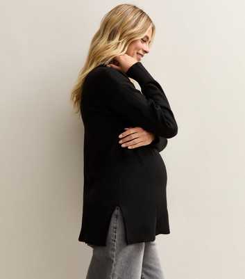 Maternity Black Side Slit Jumper