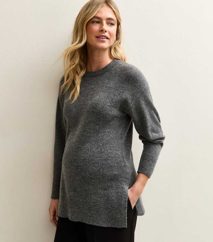 Maternity Grey Side Slit Jumper