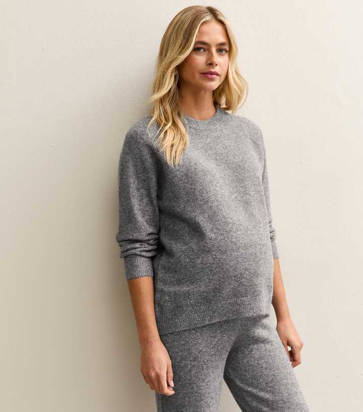 Maternity Mid Grey Raglan Sleeve Jumper