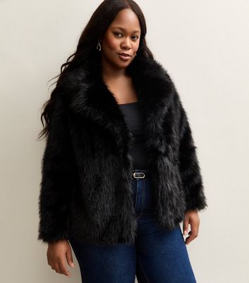 Curves Black Shaggy Faux Fur Jacket | New Look Curves Black Shaggy Faux Fur Jacket | New Look