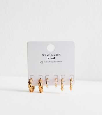 Gold Tone Pack Of 3 Mini Twist Hoop Earrings