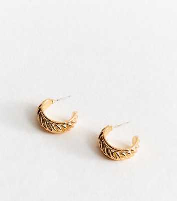 Gold Tone Chunky Twisted Effect Hoop Earrings