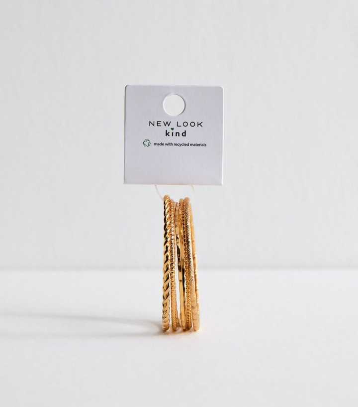Pack of 6 Gold Tone Textured Bangles