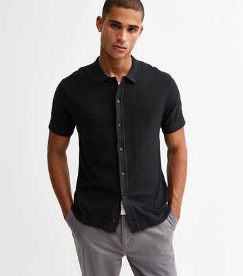 Jack & Jones Black Regular Knitted Polo Shirt