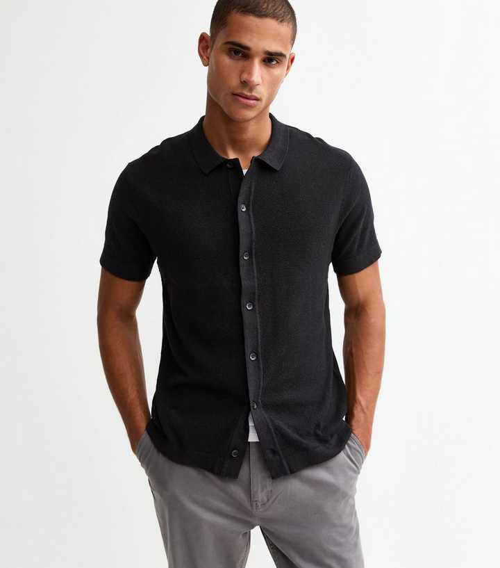Jack & Jones Black Regular Knitted Polo Shirt