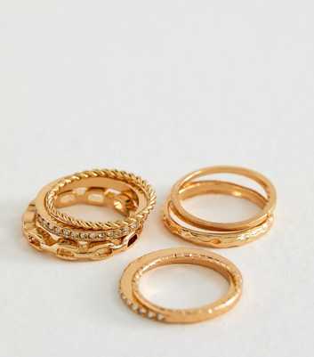 Gold Tone Pack of 8 Stackable Textured Rings