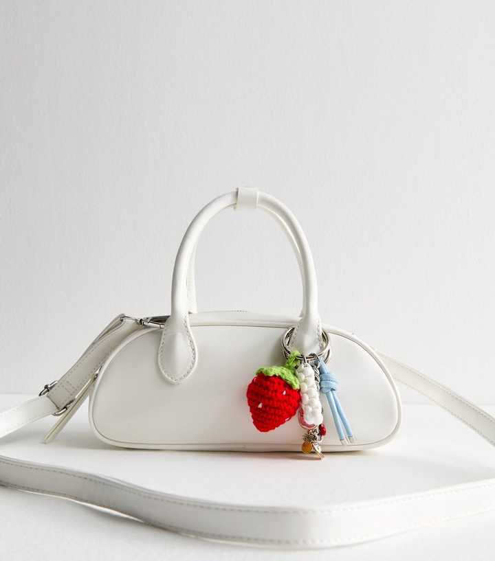 White Faux Leather Top Handle Bag