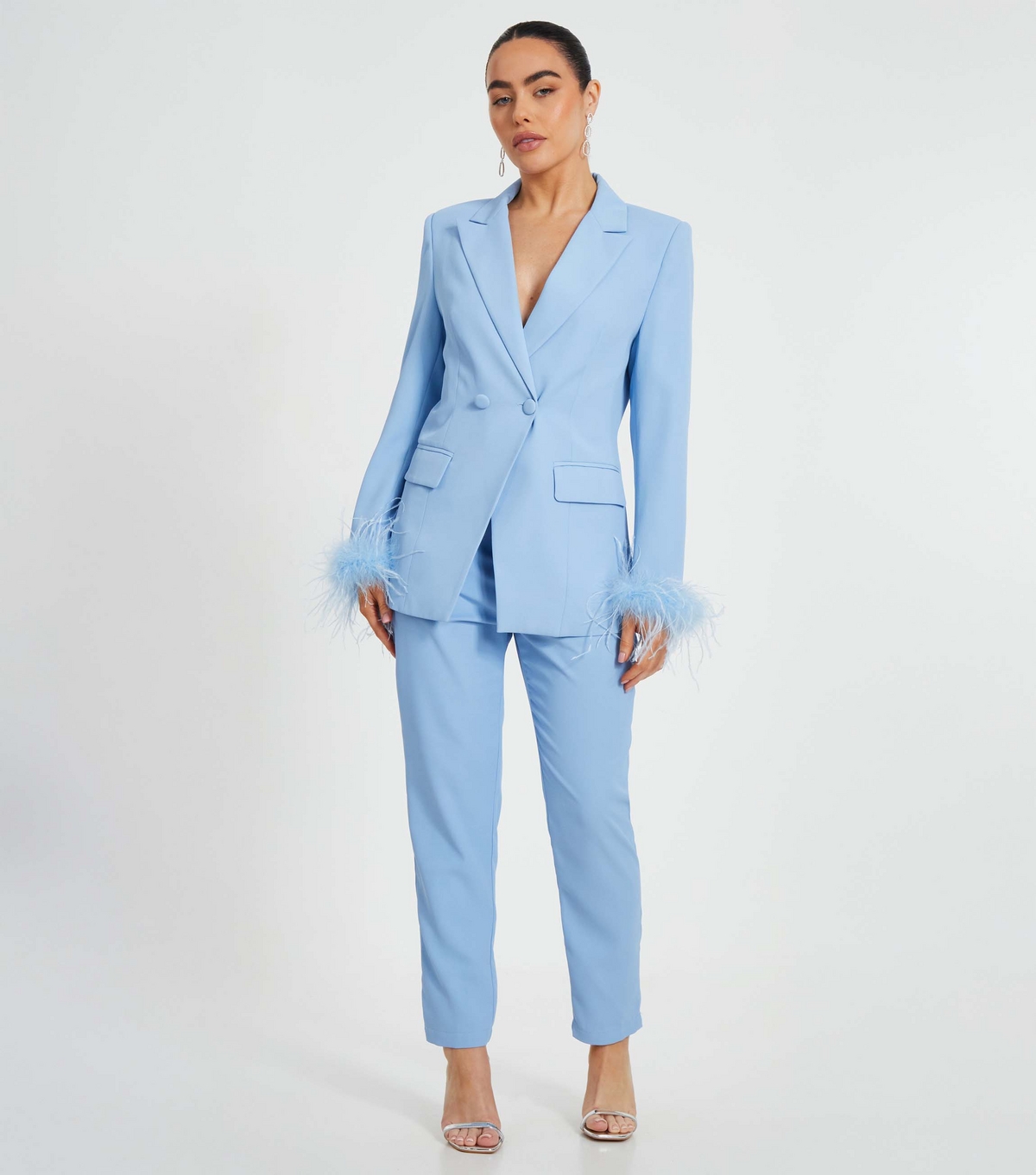 Women's Petite Light Blue Trousers Quiz New Look