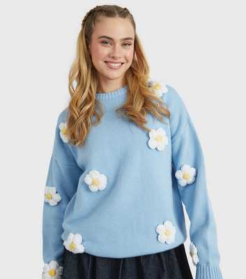 Skinnydip Blue Daisy Appliqué Knit Jumper