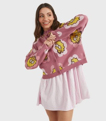 Skinnydip Light Pink Lisa Simpson Knitted Cardigan | New Look