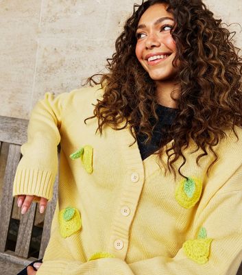 Skinnydip Yellow Lemon Embroidered Knit Cardigan | New Look