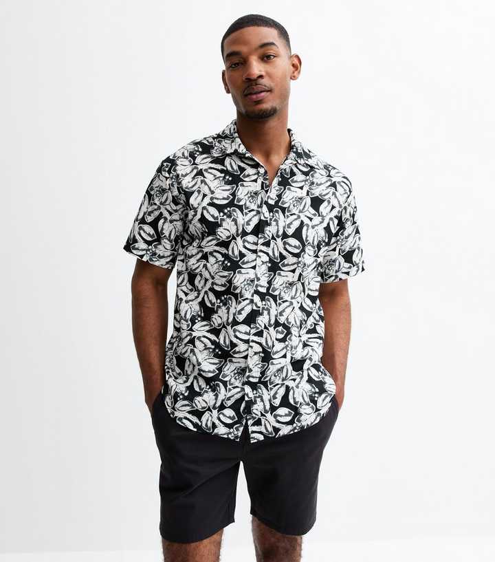 Jack & Jones Black Floral Print Short Sleeve Shirt
