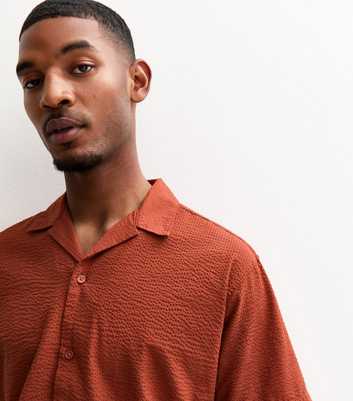Jack & Jones Orange Seersucker Resort Shirt