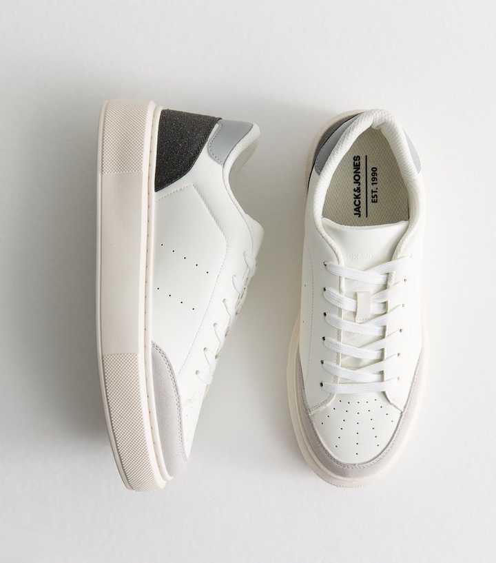 Jack & Jones White Faux Leather Contrast Trim Trainers