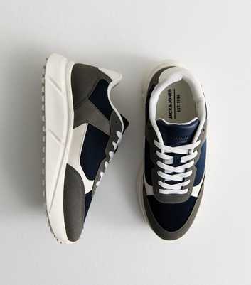 Jack & Jones Grey Faux Suede and Leather Panelled Trainers