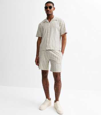 Jack & Jones Off White Striped Short Sleeve Shirt