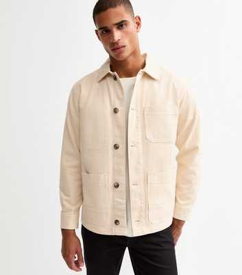 Jack & Jones Off White Worker Long Sleeve Overshirt