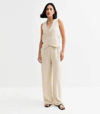 Blue Vanilla Stone Pinstripe Wide Leg Trousers