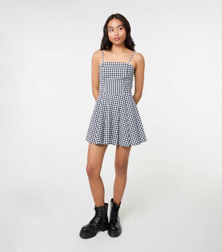 Pink Vanilla Black Gingham Back Bow Mini Dress