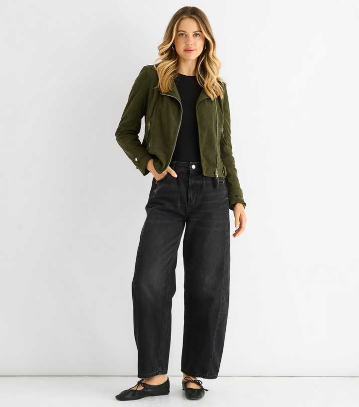 Gini London Khaki Corduroy Biker Jacket