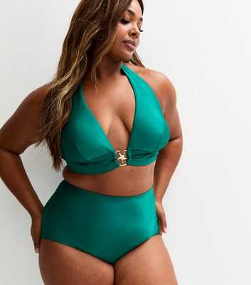 Curves Green High Waisted Bikini Bottoms
