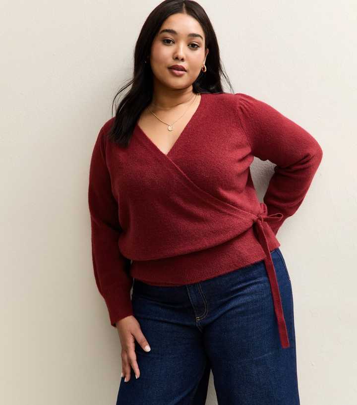 Curves Dark Red Wrap Jumper