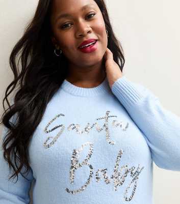 Curves Light Blue Christmas Santa Baby Jumper