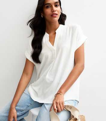 White Crinkled Collared Top