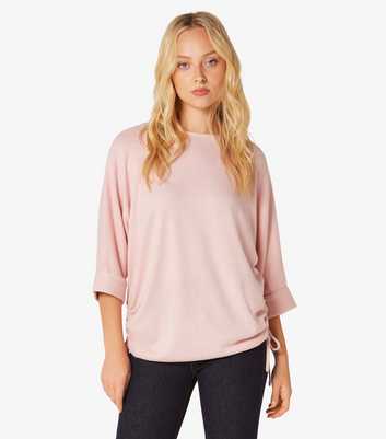 Apricot Pink Batwing Sleeve Drawstring Top