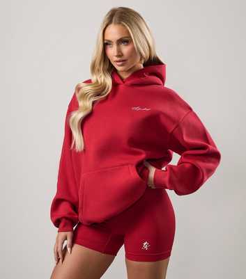 Gym King Red Embroidered Logo Hoodie