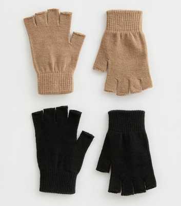 Pack of 2 Black Fingerless Gloves