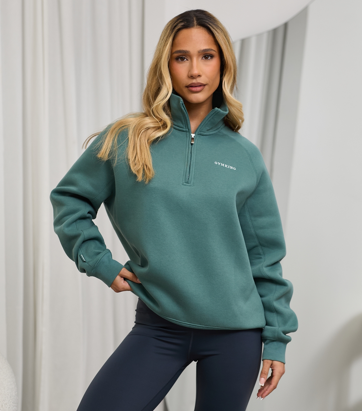 Women's 365 Green Raglan Sleeve Funnel Neck Top Gym King New Look