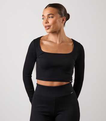 Gym King 365 Black Ribbed Cropped Top