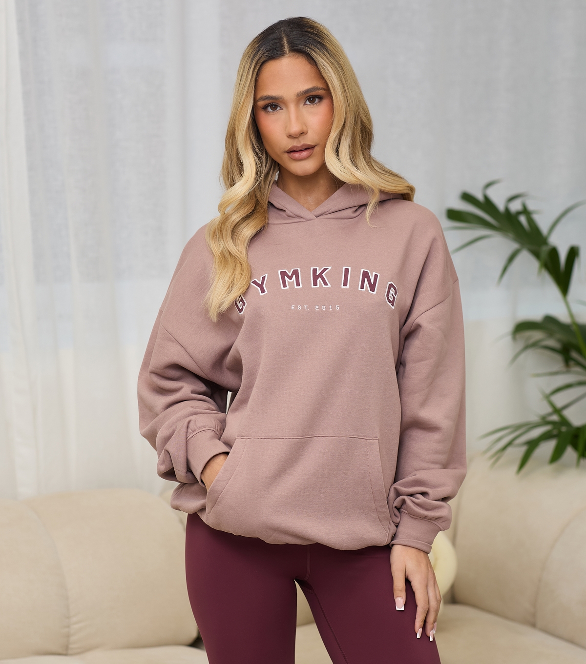 Women's Light Pink Shadow Hoodie Gym King New Look