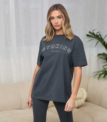 Gym King Dark Grey Shadow Boyfriend Fit T-Shirt