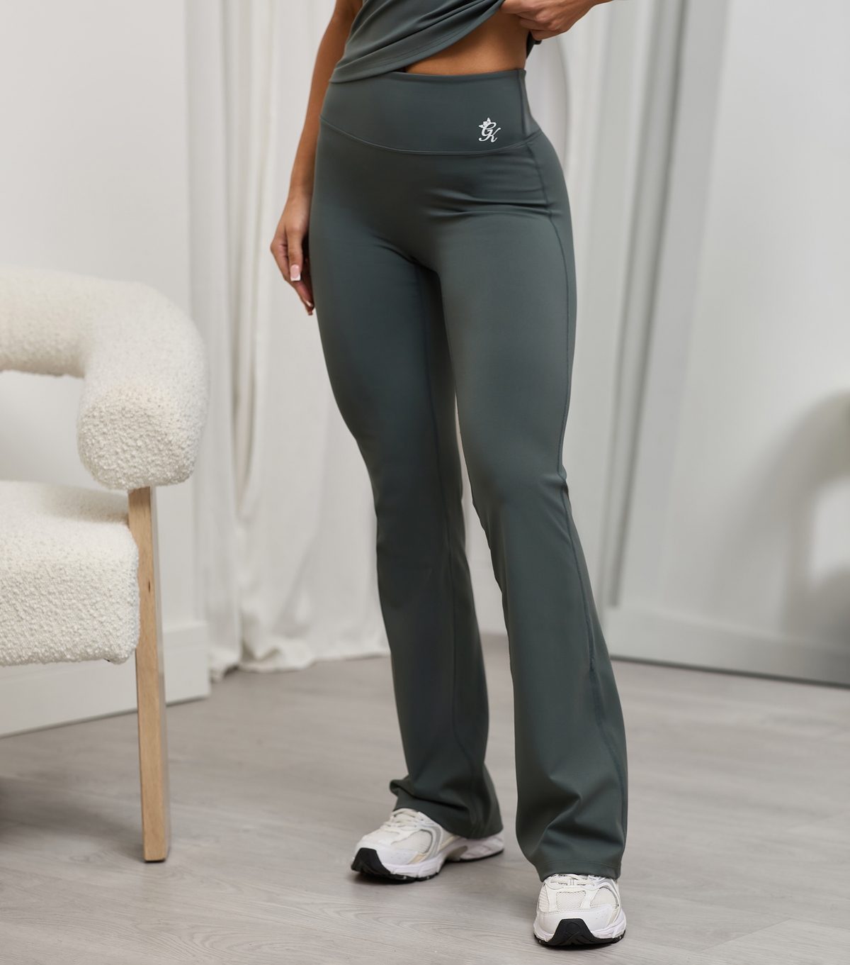 Women's 365 Khaki Green Flared Yoga Leggings Gym King New Look