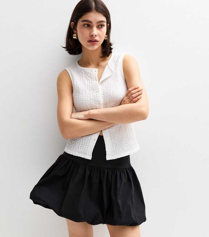 Black Puffball Mini Skirt