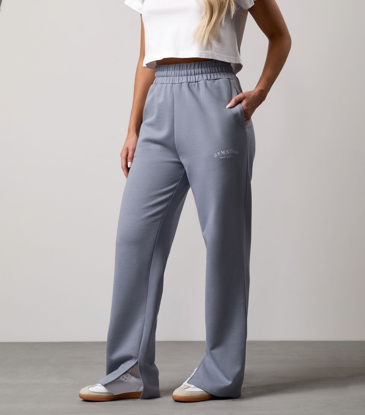 Women's Blue Compose Straight Leg Joggers Gym King New Look
