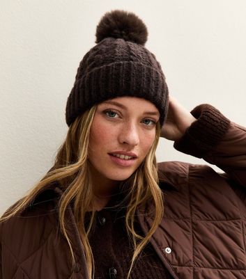 ANGELA & WILLIAM Women's Faux Fur Pom Pom Baseball Cap - Adjustable Fashion Hat With Faux Leather Visor